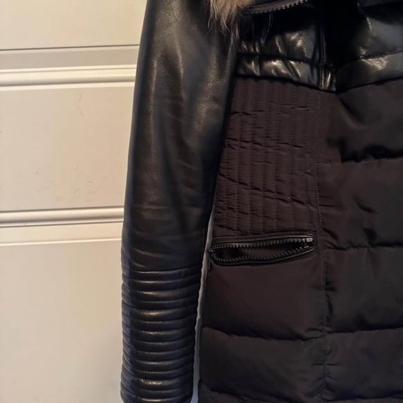 Black Puffer Jacket with Thumb Holes - Picture 2 of 6